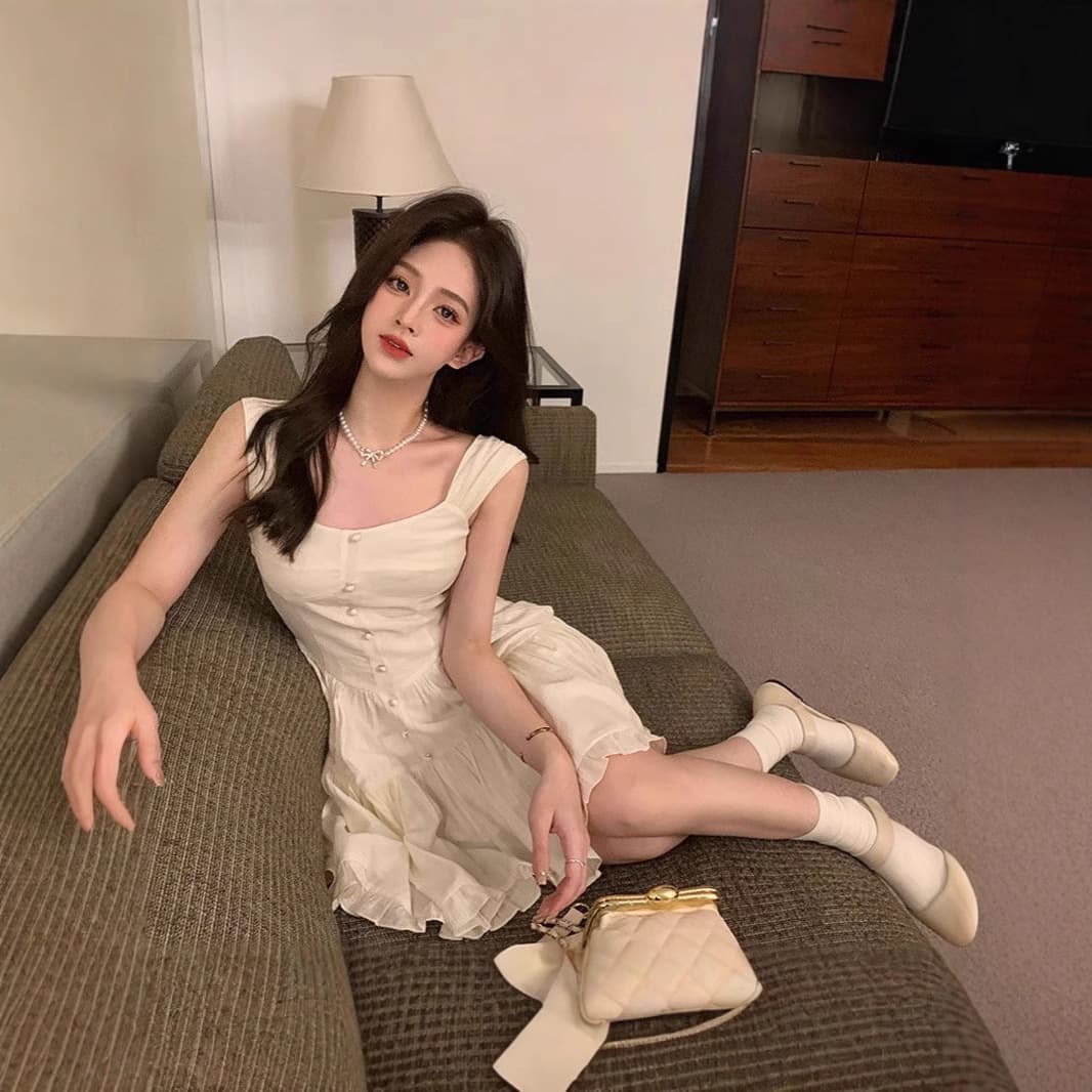 レース ワンピース 優美フリルティアードキャミワンピース
