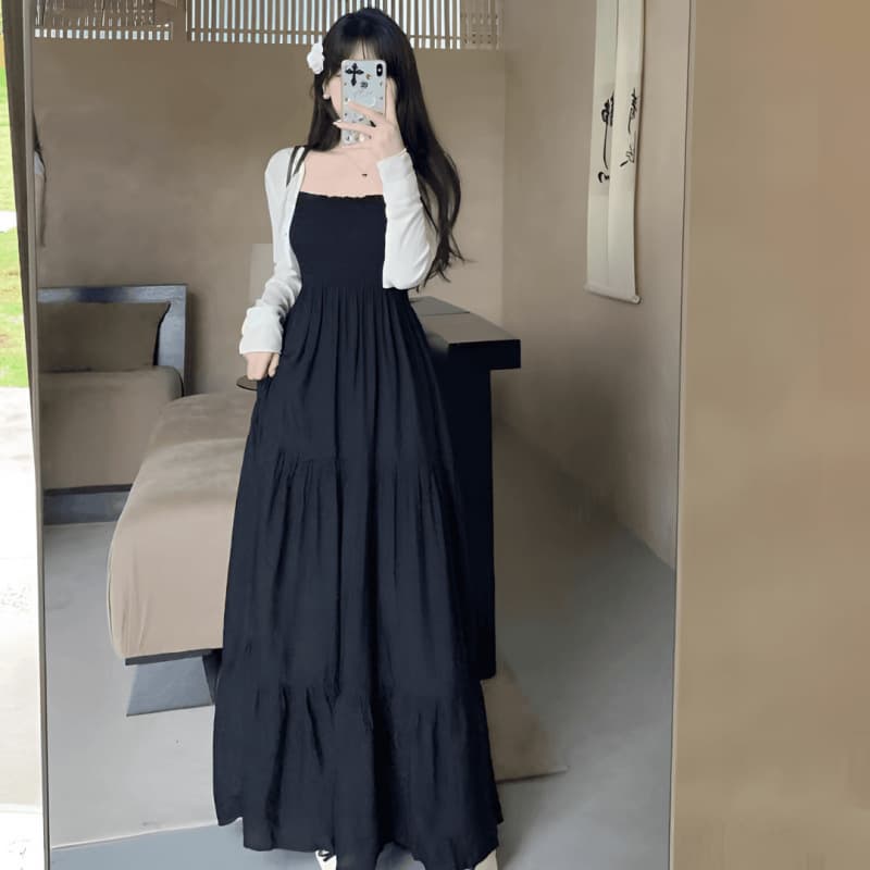 レース ワンピース ティアードフリル レース ロングワンピース