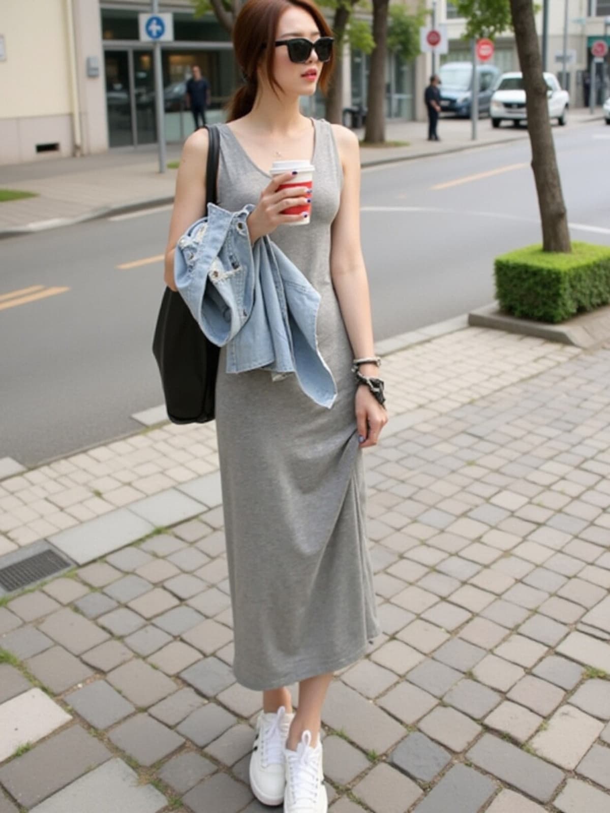 レース ワンピース シンプル優美ノースリーブロングワンピース