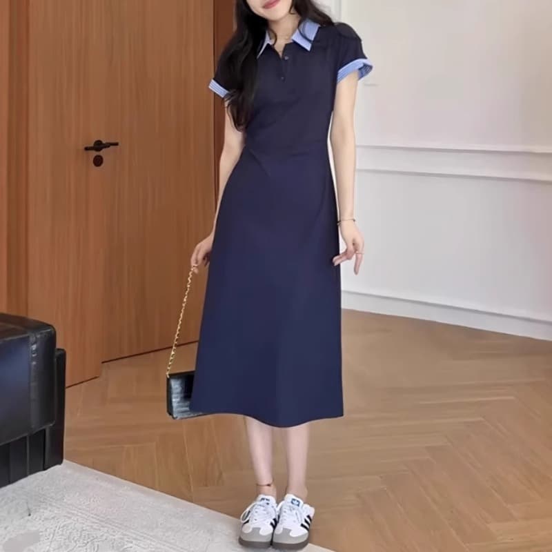 レース ワンピース 襟付きデザイン レース ワンピース ロング