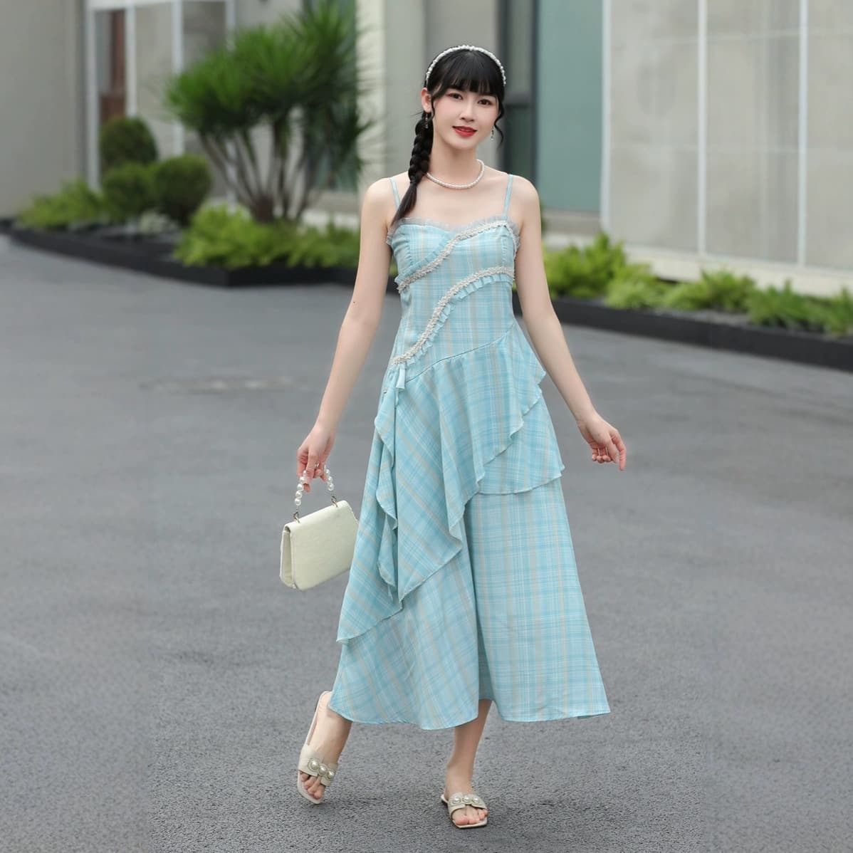 レース ワンピース 優美フリルレースロングワンピース