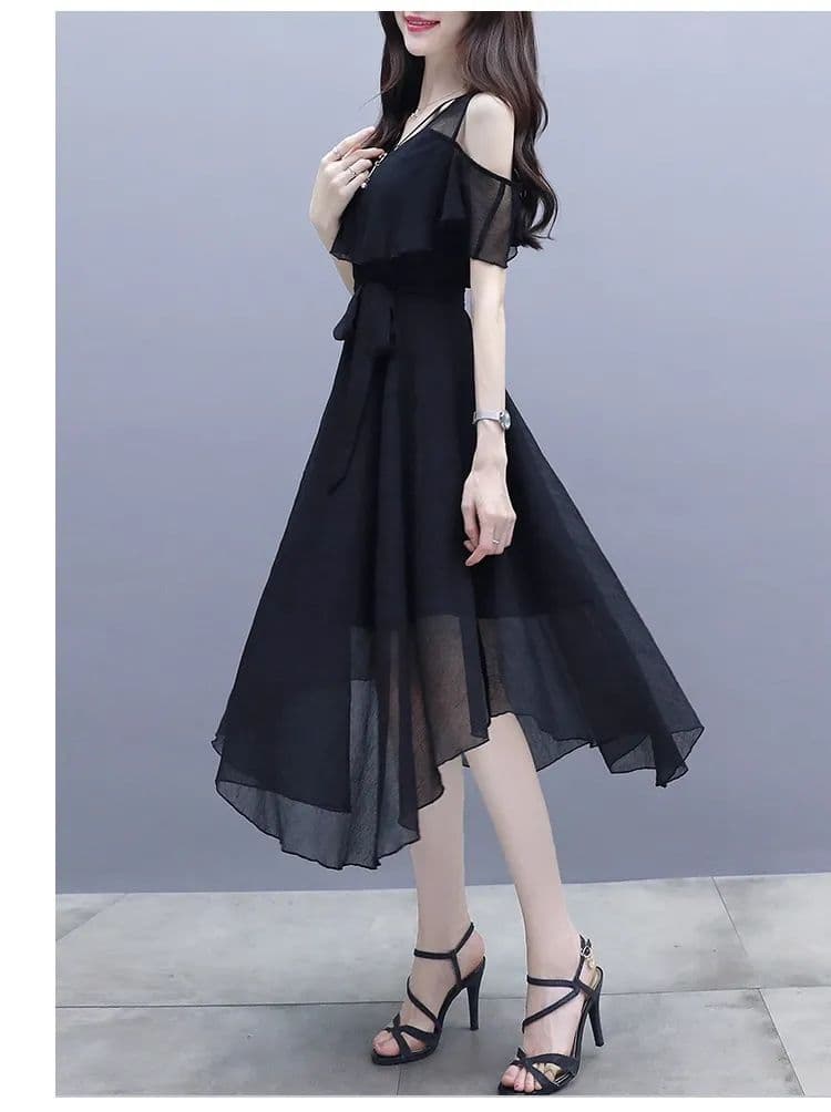 レース ワンピース 肩開きシアーレース ロングワンピース