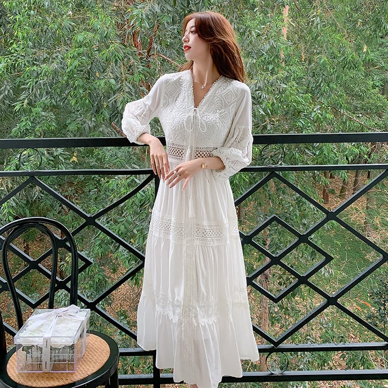 レース ワンピース レディース 上品レース ロングワンピース 春夏リゾート向け マキシ丈