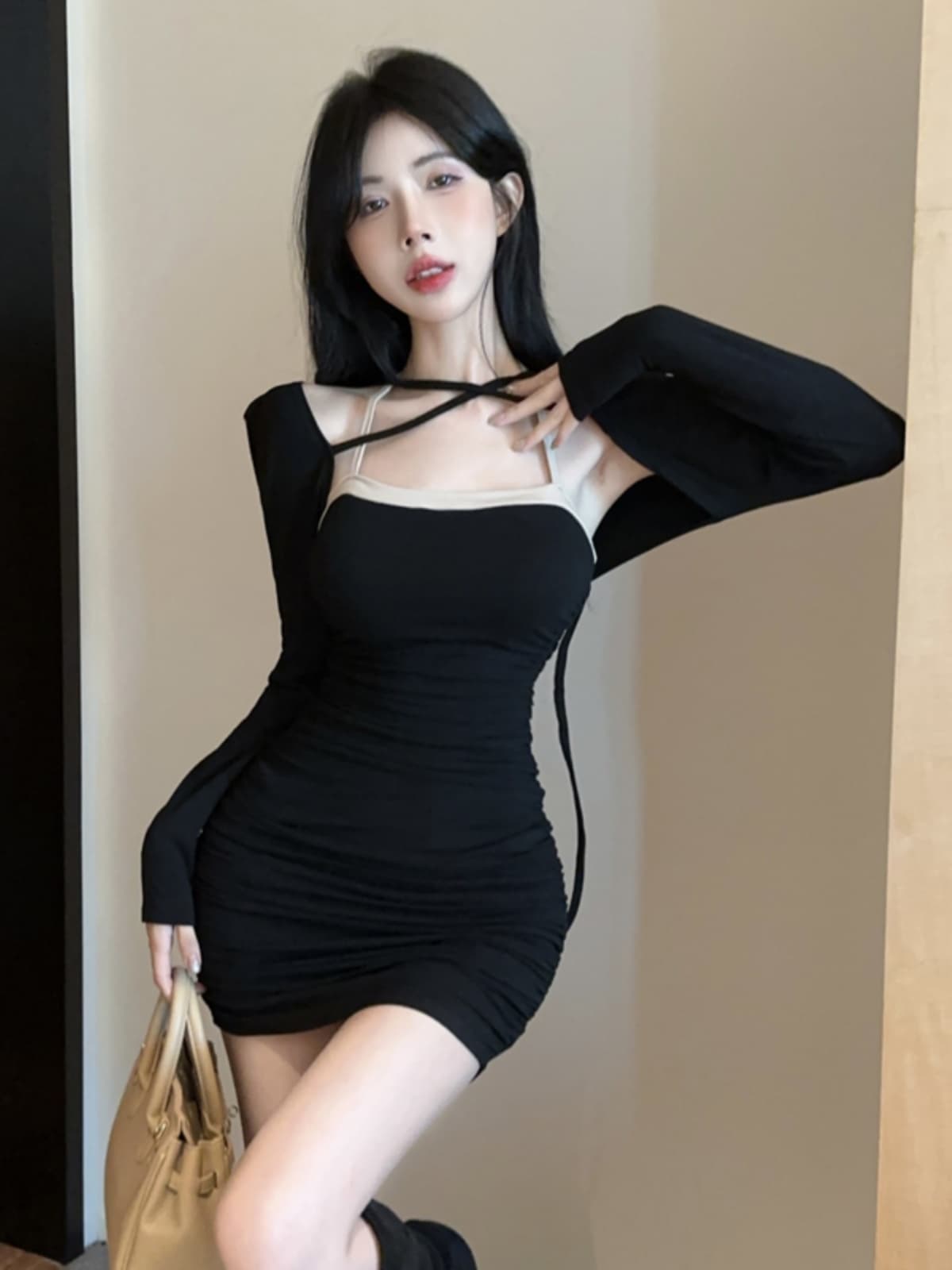 レース ワンピース 優美なシルエット タイトワンピース