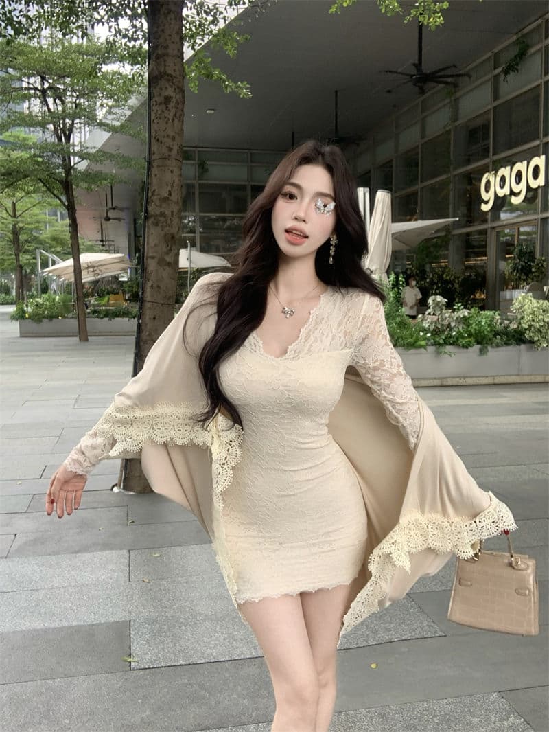 レース ワンピース 優美なシルエット レース ワンピース